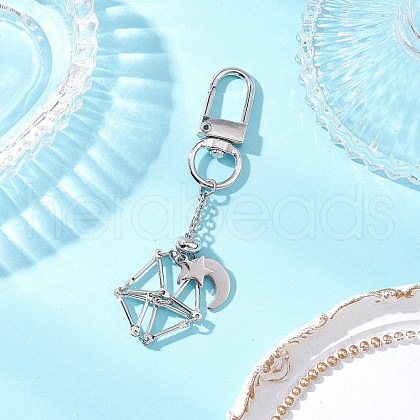 Brass Macrame Pouch Empty Stone Holder Pendant Decoration HJEW-JM03305-01-1