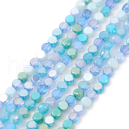 Gradient Color Electroplate Glass Bead Strands X1-GLAA-E042-03C-1