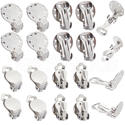 SUNNYCLUE 40pcs 2 Styles 304 Stainless Steel Clip-on Earring Setting STAS-SC0008-36-1