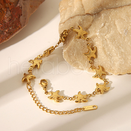 304 Stainless Steel Link Bracelets for Women BJEW-Z125-03G-01-1