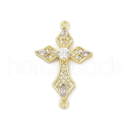 Brass Micro Pave Cubic Zirconia Connector Charms KK-D317-142G-1