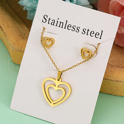 Stainless Steel Pendant Necklace & Stud Earring FS-WGABA87-11-1