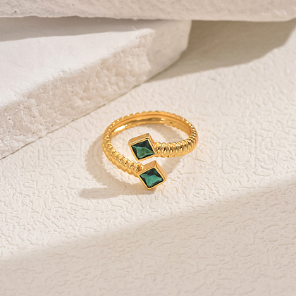 Brass Cubic Zirconia Cuff Rings for Women IO1131-2-1