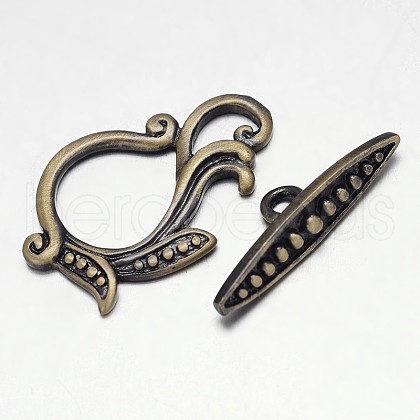 Brushed Antique Bronze Brass Toggle Clasps KK-L116-25AB-NF-1