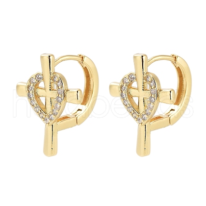 Rack Plating Cross Brass Hoop Earrings EJEW-N055-50G-RS-1