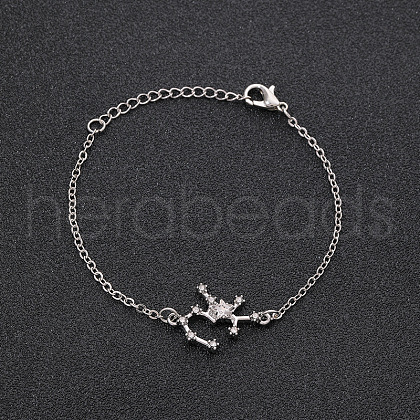 12 Constellations Alloy Rhinestone Link Bracelets WG43B2B-14-1