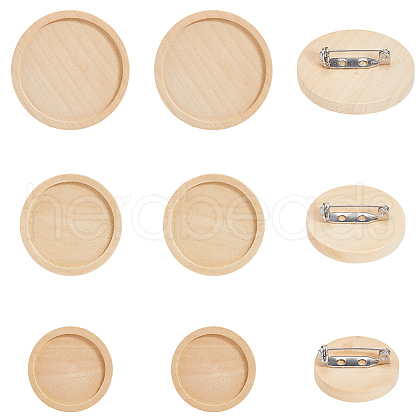 SUNNYCLUE Dyed Wood Brooch Cabochon Settings FIND-SC0012-85C-1