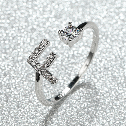 Brass Micro Pave Cubic Zirconia Cuff Rings for Women FS-WGA4C54-32-1