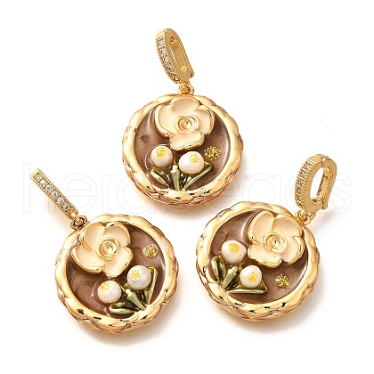 Brass Micro Pave Cubic Zirconia Pendents KK-R212-03G-03-1