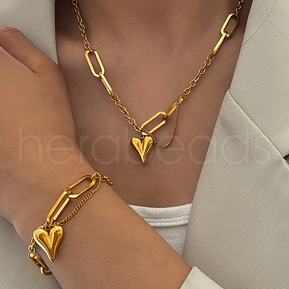 304 Stainless Steel Pendant Necklaces & Charms Bracelets Sets SJEW-Z003-04G-1