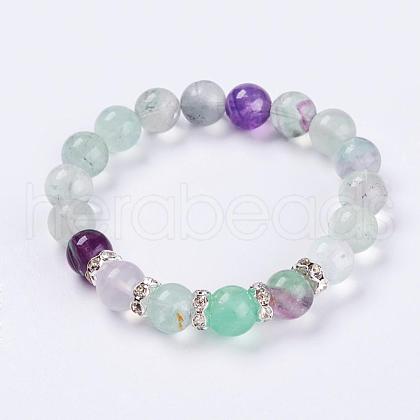 Natural Fluorite Stretch Bracelets BJEW-JB03210-02-1