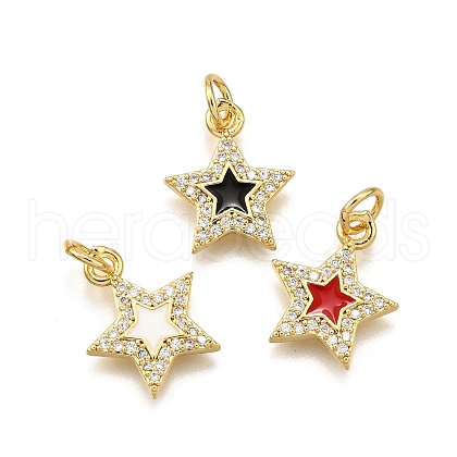 Brass Micro Pave Cubic Zirconia Pendants KK-K401-28G-1
