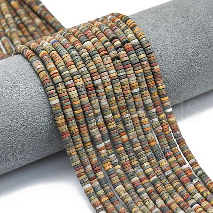 Natural Red Picasso Jasper/Polychrome Jasper Beads Strands G-P575-B10-4x1mm-1