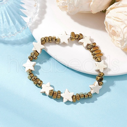 Synthetic Turquoise Beads Stretch Bracelets BJEW-JB11708-1