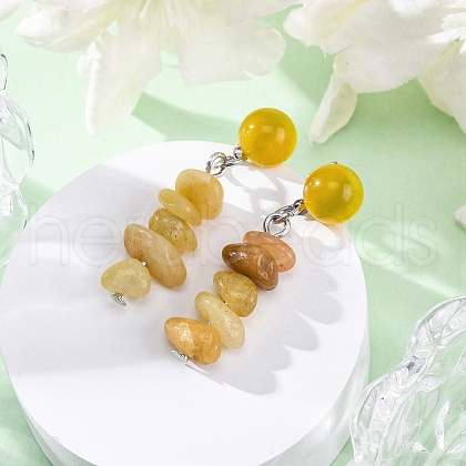 Natural Topaz Jade Dangle Stud Earrings EJEW-JE06371-08-1