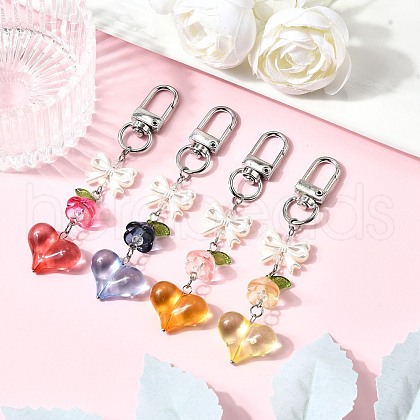 4Pcs Glass & Acrylic Pendant Decoration HJEW-TA00353-1