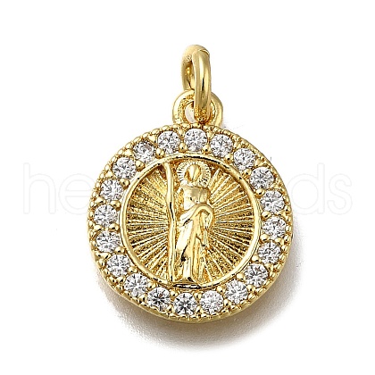 Brass Micro Pave Clear Cubic Zirconia Pendants ZIRC-I070-073G-1