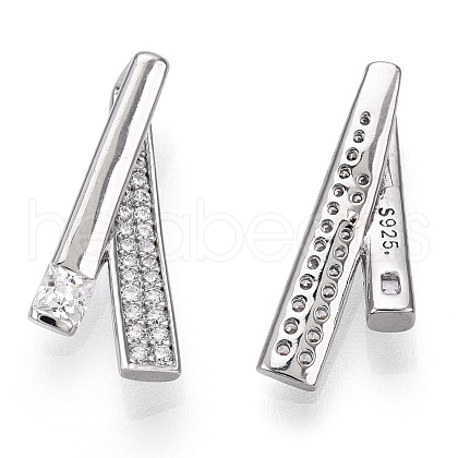 Rhodium Plated 925 Sterling Silver Micro Pave Cubic Zirconia Pendants STER-T004-17P-1