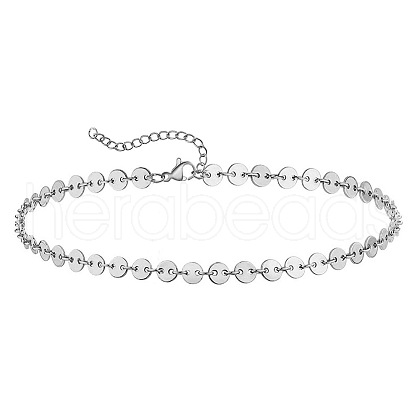 Summer Beach 201 Stainless Steel Disc Sequin Link Chain Anklets for Women FS-WG8E132-01-1