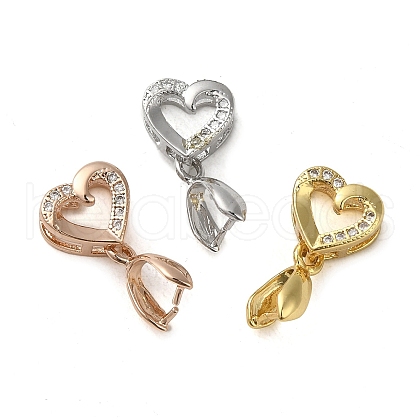 Rack Plating Brass Micro Pave Clear Cubic Zirconia Ice Pick Pinch Bails KK-K340-08-1