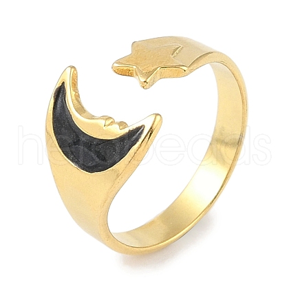 Ion Plating(IP) 304 Stainless Steel Enamel Cuff Finger Rings RJEW-L107-082G-02-1