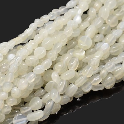 Natural White Moonstone Nuggets Beads Strands G-J335-45-1