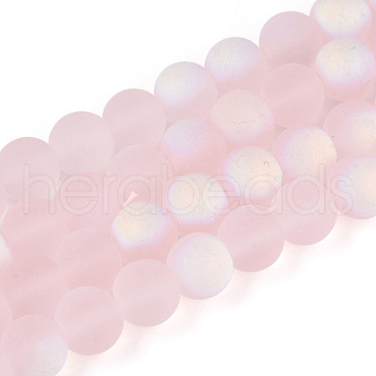 Frosted Transparent Glass Beads Strands GLAA-T032-T8mm-MBB10-1