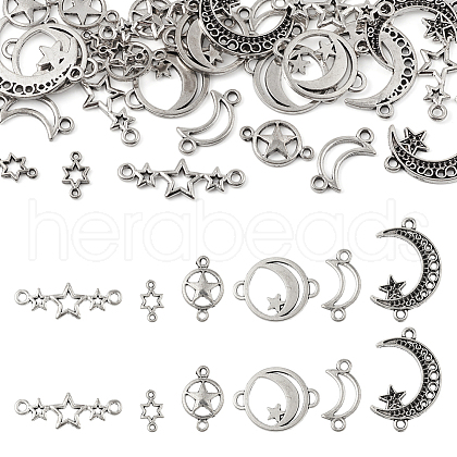  36Pcs 6 Styles Tibetan Style Zinc Alloy Connector Charms FIND-TA0002-96-1