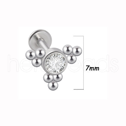 316L Surgical Stainless Steel & G23 Titanium & Crystal Rhinestone Flat Round Cartilage Earrings WGA7630-21-1