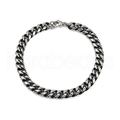 Tarnish Resistant Men's 304 Stainless Steel Cuban Link Chain Bracelets STAS-A051-04B-01-1