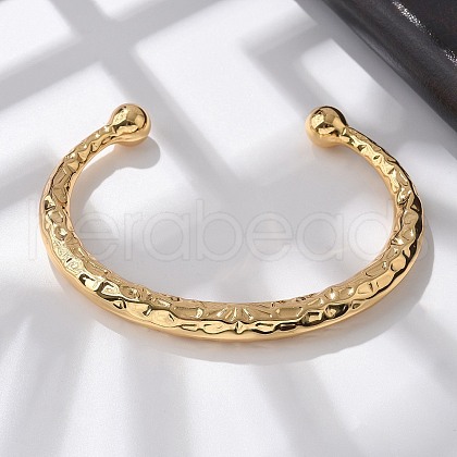 Texture 304 Stainless Steel Cuff Bangles BJEW-S161-12G-1