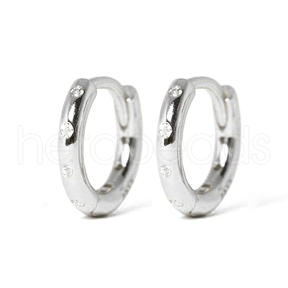 925 Sterling Silver Cubic Zirconia Hoop Earrings ZD9822-4-1