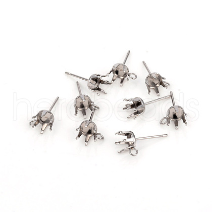 Non-Tarnish 304 Stainless Steel Post Stud Earring Settings STAS-I150-05C-P-1