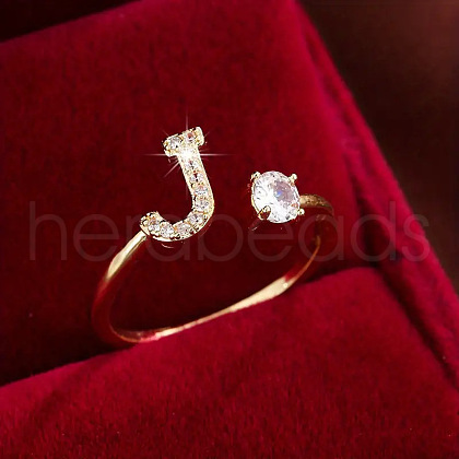 Brass Micro Pave Cubic Zirconia Cuff Rings WG75066-10-1