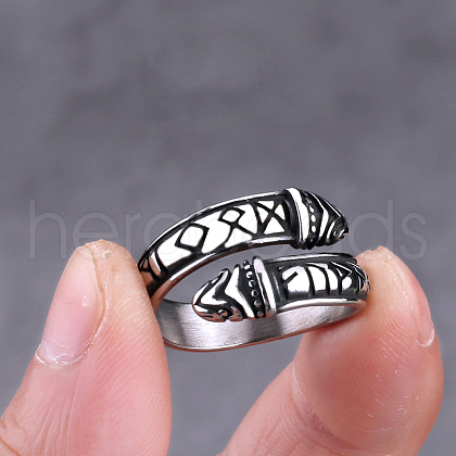 Stainless Steel Word Open Cuff Ring FIND-PW0020-16E-1