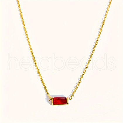 Birthstone Style Brass Cubic Zirconia Baguette Pendant Necklaces for Women FS-WGDF12C-01-1