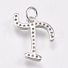 Brass Micro Pave Cubic Zirconia Letter Pendants ZIRC-A010-T02-2