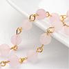 Handmade Natural Rose Quartz Beaded Chains AJEW-JB00228-02-1