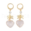 Natural Mixed Gemstone Heart & Bowknot Drop Earrings EJEW-JE05388-2