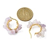 Natural Amethyst Chips Braided Hoop Earrings EJEW-JE04940-15-2