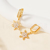 Elegant Brass Clear Cubic Zirconia Snowflake Hoop Earrings BW5107-2