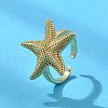 Starfish Brass Cuff Rings for Women RJEW-C123-02G-2