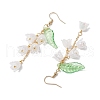 Flower Acrylic with 304 Stainless Steel Dangle Earrings EJEW-JE06142-4