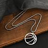 201 Stainless Steel Laser Cut Basketball Pendant Box Chain Necklaces for Women Men NJEW-Q004-04P-2