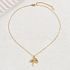 Luxury Brass Pave Colorful Cubic Zirconia Ginkgo Leaf Pendant Necklace Casual Party Accessory KA8096-3