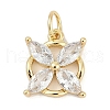 Brass Micro Pave Clear Cubic Zirconia Charms KK-G522-37G-1