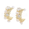 Natural Pearl Arch Stud Earrings EJEW-P256-64G-1
