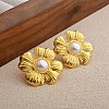 Flower Brass Stud Earrings EJEW-Q391-24G-1