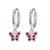 Elegant S925 Sterling Silver Butterfly Hoop Earrings BR6455-6-1
