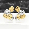 304 Stainless Steel Two-tone Stud Earrings for Women EJEW-R023-01GP-07-1
